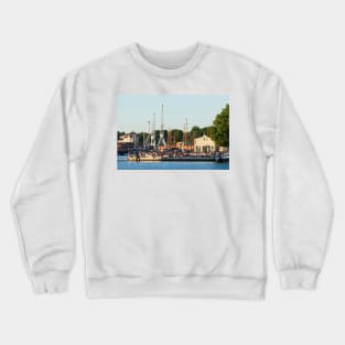 Untertrave in the evening light, Luebeck, Schleswig-Holstein, Germany, Europe Crewneck Sweatshirt